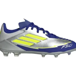 F50 League Messi FG MG voetbalschoenen junior silver metallic solar yellow lucid blue*adidas Best