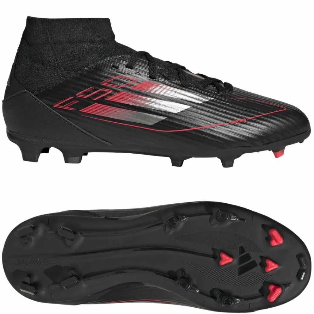 F50 League Mid FG MG voetbalschoenen junior core black iron metallic lucid red*adidas Hot