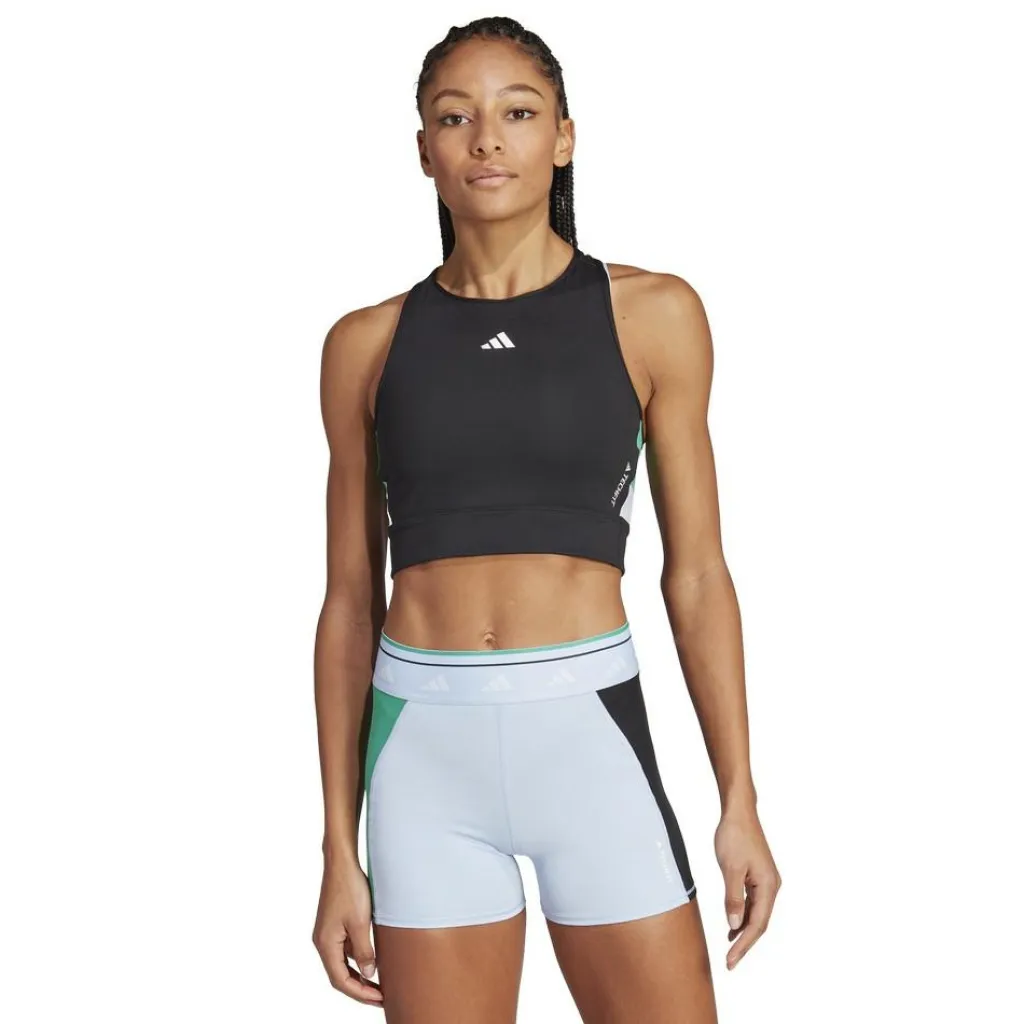 Techfit Colorblock Cropped Training tanktop dames  black semi court green*adidas Sale