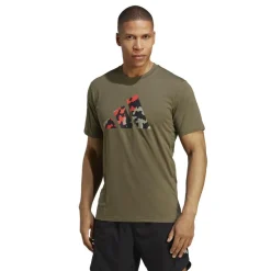 Train Essentials Seasonal Logo trainingsshirt  heren olive strata*adidas Online
