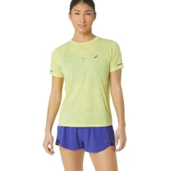Metarun Pattern SS hardloopshirt dames glow yellow*Asics Hot