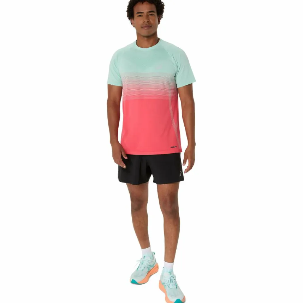 Seamless SS hardloopshirt heren coral reef oasis green*Asics Outlet