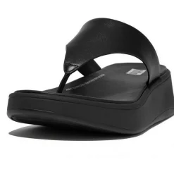 F-Mode Flatform Toe-Post slippers dames all black*Fitflop