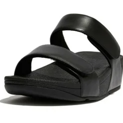 Lulu Adjustable Leather slippers dames all black*Fitflop Clearance