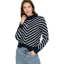 sweater dames navy off white*Geisha Sale