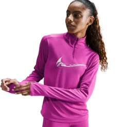 Swoosh hardloopshirt dames hot fuchsia light wild mango*Nike Outlet
