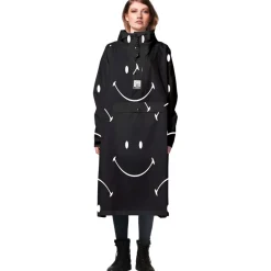 Classic Smile X Smiley regenponcho black white*Rainkiss Sale