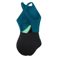 Colourblock Highneck badpak dames black teal*Speedo