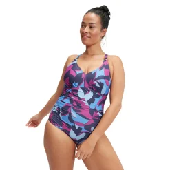 Shaping Printed V Neck badpak dames blue berry*Speedo New