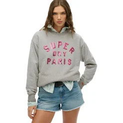 Embellished Varsity sweater dames grey marble*Superdry Discount